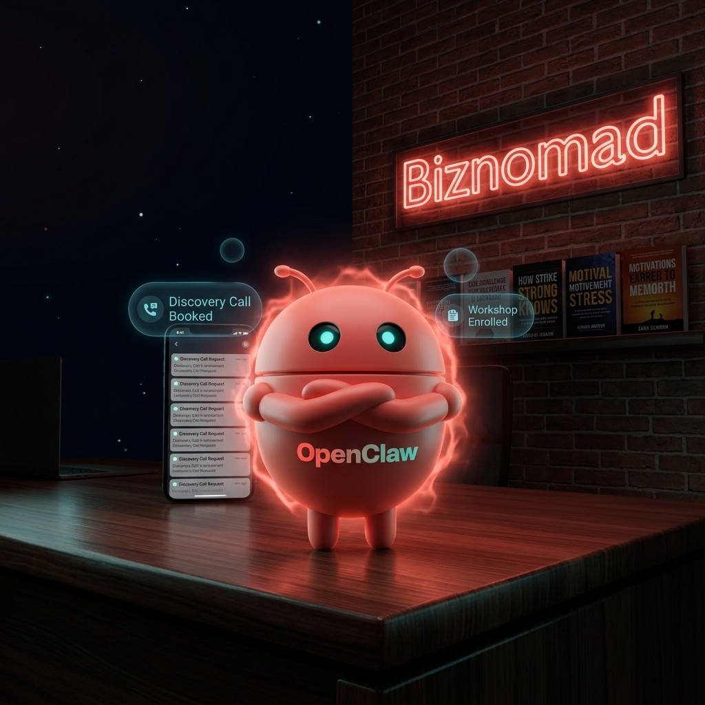 OpenClaw mascot confidently handling business coaching inquiries