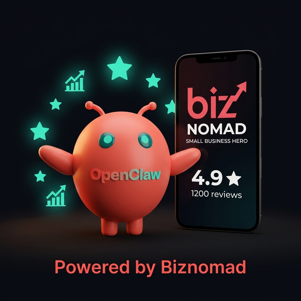 OpenClaw mascot boosting coaching business ratings with 5-star reviews